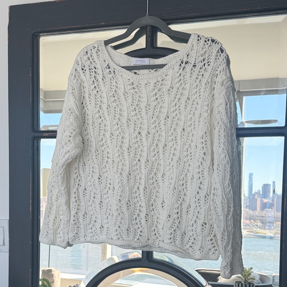 Little Moon Ivory Open-Knit Pullover